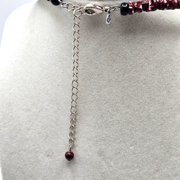 VINTAGE Premier Designs Red Spice Beaded Statement Pendant Choker Necklace - Picture 6 of 6